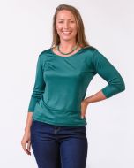 Silk Scoop Neck 3/4 Sleeve Top