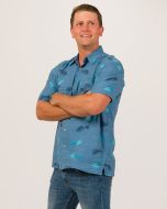 Bamboo Cotton Shirt | Blue Bamboo Leaf, Deep Sea only