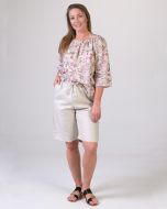 Noble Wilde Linen Gathered Floral Top