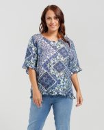 Seduce Linen Tile Print Top