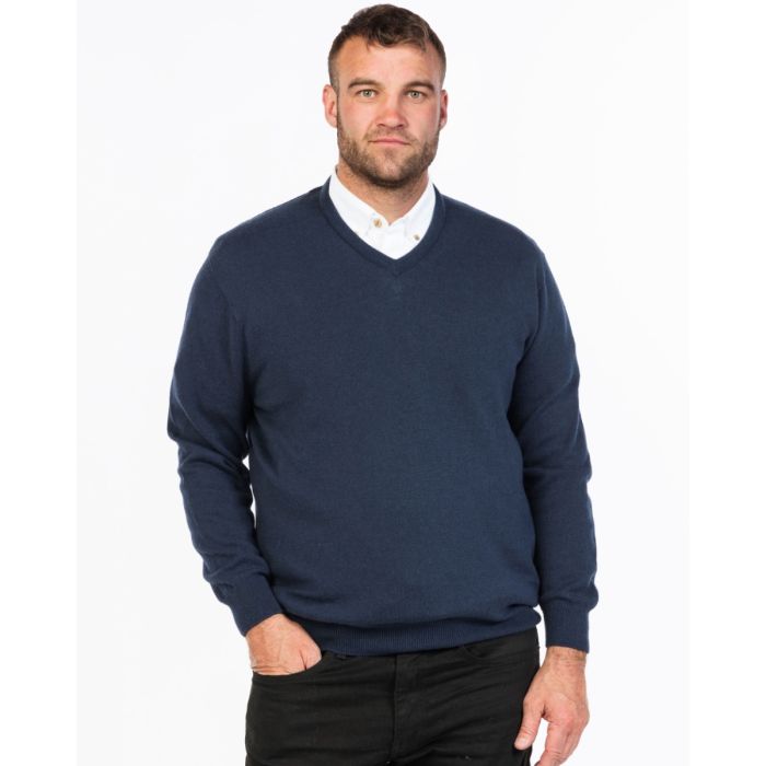 Men's Lightweight Cotton Merino V-neck Sweater - New Zealand Nature
