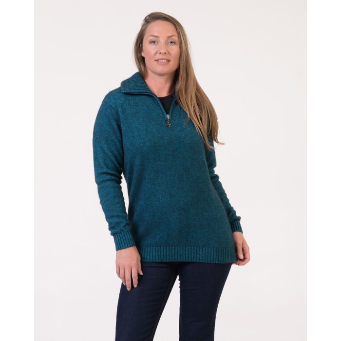 Wool Half-zip Hoodie in Otter - Women