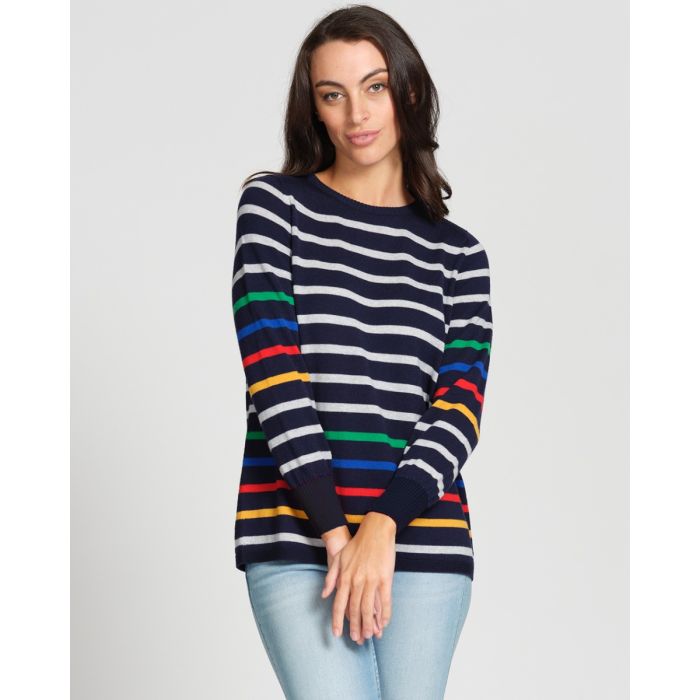 Optimum Merino Multi Stripe Sweater - New Zealand Nature