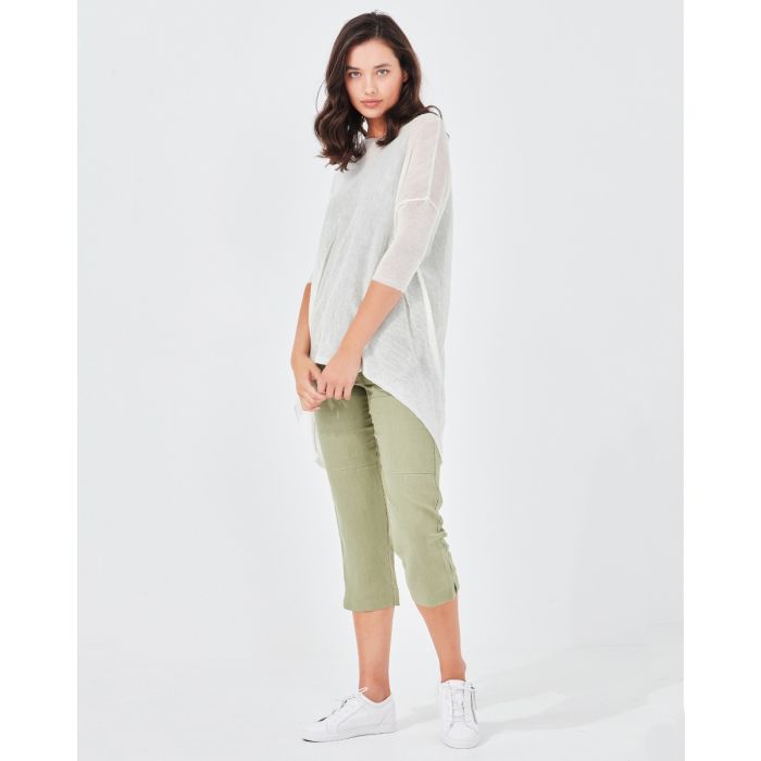 Mia Moda Womens Grey Linen Cropped Trousers Size 12 L21 in Regular Button   eBay