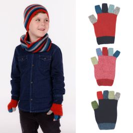 Childrens Possum Merino Multicoloured Fingerless Gloves New Zealand Nature