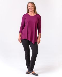 Bamboo 3/4 Sleeve Swing Top Mulberry-S