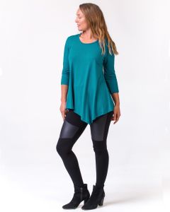 Bamboo 3/4 Sleeve Swing Top Teal-L