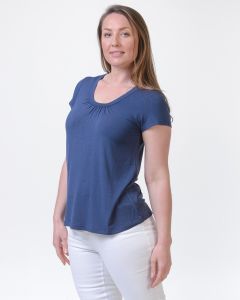 Bamboo Relaxed Gathered Top Insignia Blue-XL