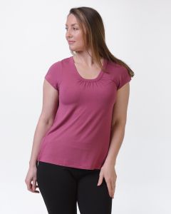 Bamboo Relaxed Gathered Top Wild Rose-S