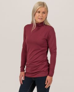 Bamboo Roll Neck Top Pomegranate-S