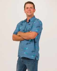 Bamboo Cotton Shirt | Blue Bamboo Leaf, Deep Sea only