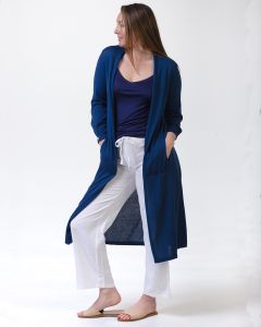 Optimum Organic Egyptian Cotton Longline Jacket Prussian Blue-10