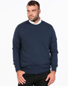 Men's Lightweight Cotton Merino Crew Sweater Navy-XXL
