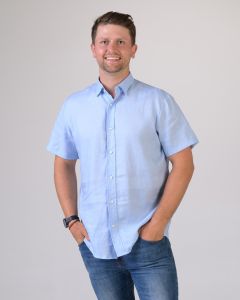 Noble Wilde Linen Men's Short Sleeve Shirt Sky-XL