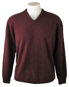 Men's Possum Merino V-Neck Sweater Auburn-XXL