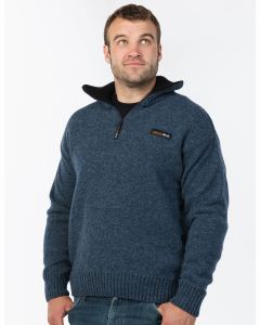 Men's Possum & Wool Double Layer Sweater Flint Blue-XXL