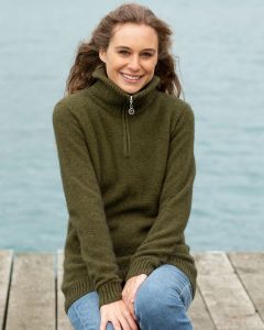 Noble Wilde Women's Half Zip Sweater Avoka Green-12