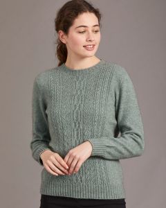 McDonald Possum Merino Cable & Lace Sweater Mint-XL