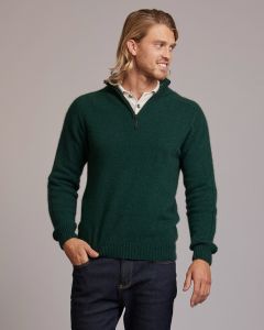 McDonald Possum Merino Men's Half Zip Sweater Forest-XL