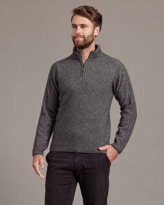 McDonald Possum Merino Men's Half Zip Sweater Pewter-XL