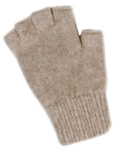 Possum Wool Fingerless Gloves Wheat-L