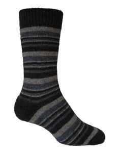 Noble Wilde Possum Merino Mini Stripe Socks Charcoal Stripe-L