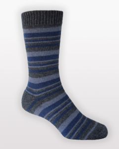 Noble Wilde Possum Merino Mini Stripe Socks Denim Stripe-S