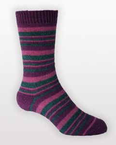 Noble Wilde Possum Merino Mini Stripe Socks Grape Stripe-S