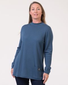 Optimum Merino Funnel Neck Sweater Mallard Blue-10