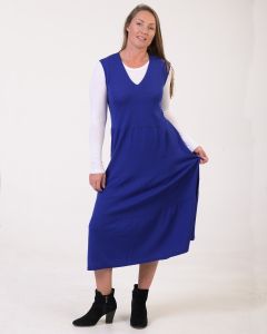 Optimum Merino Tiered Pinafore Dress Spectrum Blue-10