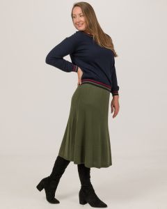 Optimum Merino Flared Panel Skirt Khaki-12