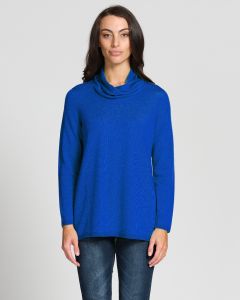 Optimum Merino Shawl Neck A-line Sweater Cobalt Blue-10
