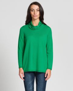 Optimum Merino Shawl Neck A-line Sweater Parrot Green-14
