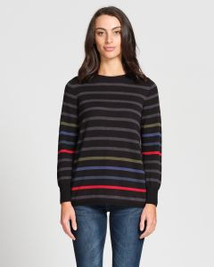 Optimum Merino Multi Stripe Sweater Black-10