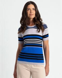 Royal Merino Striped Short Sleeve Top
