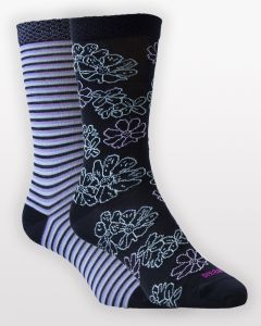 Merino Floral Stripe Socks 2 Pack Black-S