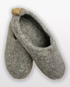 Toesties Wool Felt Leather Sole Slippers Grey-37