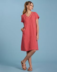 Madly Sweetly Luxe Linen Shift Dress Cranberry-10