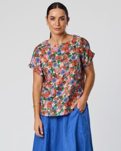 Blackstone Linen Mango Print Top