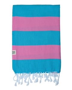 Santorini Flatweave Cotton Beach Towel Marine/Hot Pink