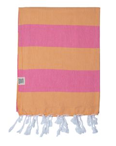Santorini Flatweave Cotton Beach Towel Melon/Pink