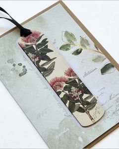Greeting Card with Printed Bamboo Bookmark Pohutukawa