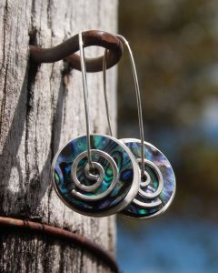 Silver Paua Spiral Drop Earrings