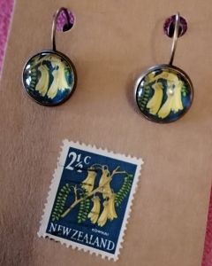 Vintage NZ Stamp Jewellery - French Lever Earrings