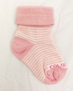 Striped Merino Baby Socks Pink-0-1