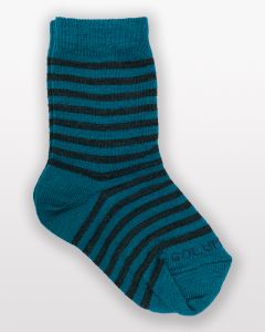 Striped Merino Children's Socks Teal/Grey-5-8