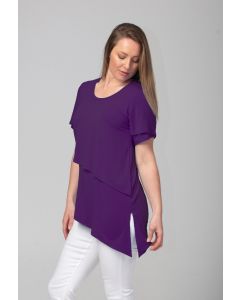 Bamboo Asymmetric Longline T-Shirt Majesty Purple-XXL