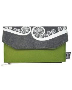 Eco-felt Wallet Grey w Green