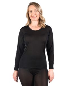 Women's Silk Long Underwear Top Black-3XL