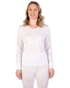 Women's Silk Long Underwear Top White-3XL